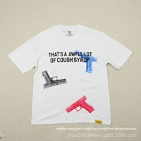 T-shirt unisexe en coton à manches courtes, coupe ample, imprimé lettres style Hip Hop transfrontalier, avec le slogan 'THAT'S a AWFUL LOT of COUGH SYRUP'