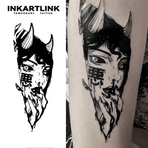 Tatuaje Temporal Realista de Chica Demonio Japonesa al por Mayor, de Larga Duración (2 Semanas/15 Días), Arte Corporal para <span class=keywords><strong>Hombres</strong></span> y Mujeres, para Brazo - Product Image 1