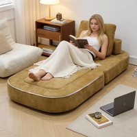 Fauteuil convertible modulaire simple, compressé sous vide, rembourré en mousse couleur moutarde, pour salon et bureau