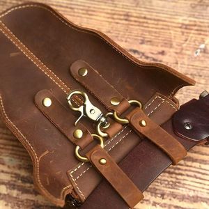 Bull Head Shaped Leather Waist Bag For Men Outdoor Sports Fashionable Crossbody Bag With Zipper And Metal Rings - Product Image 4