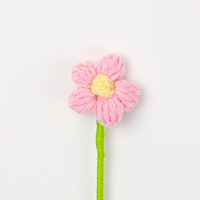Petite fleur de marguerite au crochet faite à la main, 4 cm, fleur tricotée à tige unique, décoration pour vase, en stock