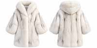 Manteau en fourrure de renard bleu véritable avec capuche, panneaux rayés verticalement à pointes argentées, devant ouvert, col large, manteau épais et moelleux pour femmes