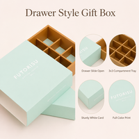 Maßgefertigte Geschenkbox im Schubladenstil mit Fach und Unterteil für Desserts, Schokolade und Gebäck, Verpackung aus dickem weißem Karton mit individuellem Logo