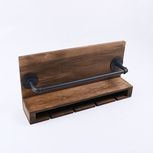 Porte-bouteilles à vin en <span class=keywords><strong>bois</strong></span> industriel KINMADE, support <span class=keywords><strong>mural</strong></span> en métal pour bouteilles liquides - Product Image 6