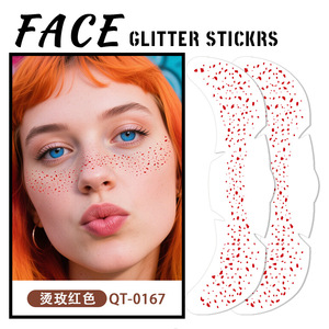 Rose Red Glitter Pecas Cara Tatuaje Mariposa Corazón Diseño Transferencia <span class=keywords><strong>de</strong></span> agua Parche instantáneo Pegatinas Sparkle Face Maquillaje Papel - Product Image 5