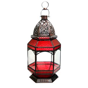 Nouveau bougeoir décoratif à la maison de conception avec le bougeoir marocain en verre rouge ajusté pour la décoration de mariage de partie - Product Image 1