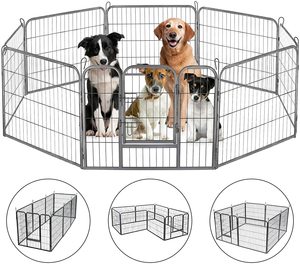 Large heavy duty 8 panel black tall dog playpen pet kennel exercise playpen kennel puppy play pen for dog run training