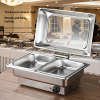 Réchaud électrique rectangulaire en acier inoxydable LT-329, ensemble de plats chauds isolés, buffet, présentoir alimentaire, prix, ensemble de réchauds alimentaires, traiteur.