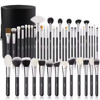 Nouvelle arrivée manche en bois noir brillant de luxe personnalisé 42 pièces ensemble de pinceaux de maquillage cosmétique professionnel avec seau