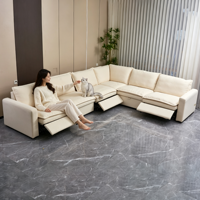 Ensemble de canapés modulaires en tissu crème de luxe moderne personnalisable, canapé inclinable électrique, ensemble de meubles de salon, canapé nuage