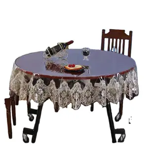 Toalha de mesa de renda de pvc, toalha de mesa transparente impermeável com malha, à prova de óleo e sem lavagem