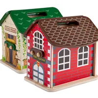 Amazon Hot Sale Kinder tun so, als würden sie spielen tragen Pädagogische Kinder puppe Spielzeug Tragbares Puppenhaus Holzspiel Puppenhaus Set