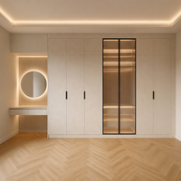Ensemble de meubles de chambre à coucher modernes, armoire en bois sur mesure, commode, armoire avec éclairage LED, porte à charnières, armoire combinée