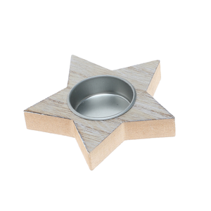 Porte-bougie en bois de style nordique, imprimé à la main en soie, 1 couleur, forme unique, décoration de Noël, fabrication artisanale indienne - Product Image 1