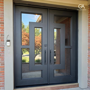 GA-40G Golden Aero, Puerta de Entrada Moderna de Madera Sólida con Vidrio, Apertura Manual, Acabado de Superficie de Lujo, Diseño Doble, Corte CNC - Product Image 3