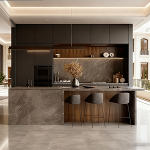 خزائن مطبخ عالية فاخرة بدون إطار من الخشب الصلب الأوروبي من جودي - Product Image 4