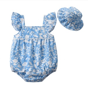 Conjunto de Dos Piezas para Bebés Niñas con Estampado Floral y Gorro a Juego, Ropa de Verano para Recién <span class=keywords><strong>Nacidos</strong></span> - Product Image 5