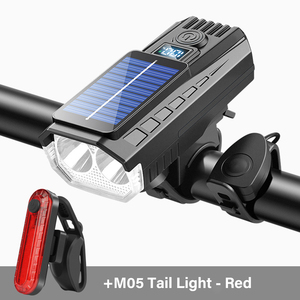 <span class=keywords><strong>Lampe</strong></span> avant de vélo solaire 350LM avec charge double Type-C, klaxon filaire 120dB, affichage numérique de la puissance, étanche, <span class=keywords><strong>pour</strong></span> <span class=keywords><strong>VTT</strong></span> et vélo de route - Product Image 1