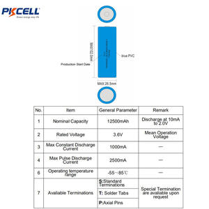 Аккумуляторы Pkcell 3,6 В литий-тионилхлоридная батарея CC размер Er261020 батарея для медицинских устройств - Product Image 5