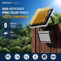 Projecteur solaire rechargeable SRESKY, efficacité 160 lm/W, allumage automatique du crépuscule à l'aube, 40W 60W 80W, qualité commerciale, alimentation de secours par temps de pluie