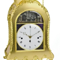 Jam Otomatis Berbahan Perunggu Emas dengan Figur Biksu Berbunyi Lonceng, Terinspirasi dari Figur George III Inggris, Dilengkapi Braket