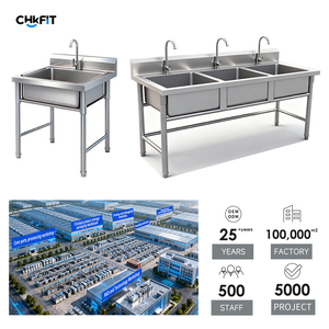 Lavello Commerciale CFT in Acciaio Inox 304, Singolo, Doppio o Triplo, con Mobile Integrato per Cucina, Hotel e Uso Domestico - Product Image 3