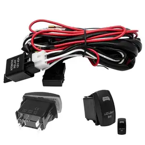Custom Automotive Wiring Harness Universal 12V LED Light Bar Wiring Harness Switch Harness Kit 40A Relay Fuse Box Kit