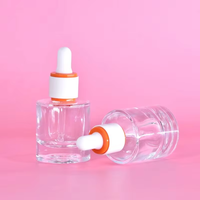 Vente en gros de flacons en verre transparent de 30 ml pour soins de la peau, imprimés en sérigraphie, flacons compte-gouttes ronds pour sérum et huile essentielle