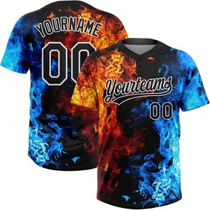 Maillot de softball personnalisé noir et blanc à deux boutons, nom et numéro personnalisés, sublimé, anti-humidité, unisexe, adulte, sport - Product Image 1