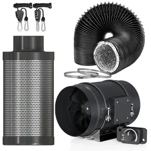 slient 8 inch 830 CFM Air Filtration Combo inlin Duct Fan with speed controller ventilation carbon filter ducting blower