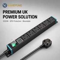 Bloc multiprises PDU standard britannique 6 voies avec interrupteur lumineux et protection contre les surtensions 16A 230V, protection SPD