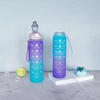 Ensemble de trois bouteilles d'eau sportives en PC de 800 ml, résistantes aux hautes températures, cylindriques, dégradé numérique, givrées