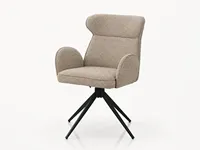 Fauteuil de salle à manger pivotant en PU, style moderne, avec dossier haut et tissu mélangé, pour la maison, le bureau et la salle de bain (DC-5072)