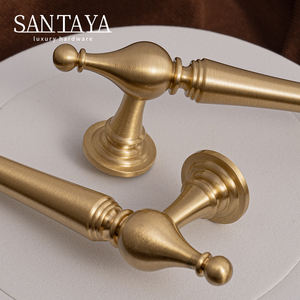 Santaya Poignée moderne en laiton massif Finition brossée Meubles Armoire Tiroir Bouton pour chambre Armoires de cuisine Poignées en zinc Commode - Product Image 4