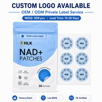 Patchs HLK NAD+ 30 pièces, production de NAD, réparation cellulaire, combat contre les signes du vieillissement, certifiés CE, OEM, ODM, logo personnalisé, marque privée