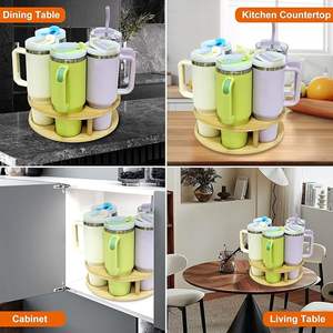 Stanley Tumbler Organizer with Rotatable <b>Rack</b> Wood Metal Water Bottle <b>Storage</b> for <b>Kitchen</b> Cabinets Stanley Cup <b>Storage</b> <b>Rack</b> - Product Image 3