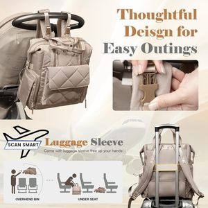 Borsa per pannolini <span class=keywords><strong>zaino</strong></span> trapuntato borsa per pannolini per bambini <span class=keywords><strong>zaino</strong></span> per mamme da lavoro con 11 sacchetti ampio scomparto termico isolato - Product Image 4