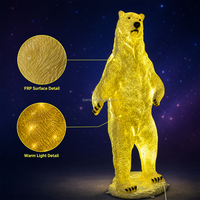 Décoration de Noël, statue d'ours polaire géante grandeur nature en fibre de verre, éclairée par LED, pour extérieur, usage commercial, accessoire de présentation pour centre commercial