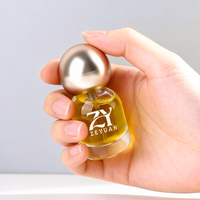 Flacon de parfum cylindrique mignon de 15 ml, vide, petit, transparent, givré, en verre, corps arrondi, base épaisse, bouchon à bille