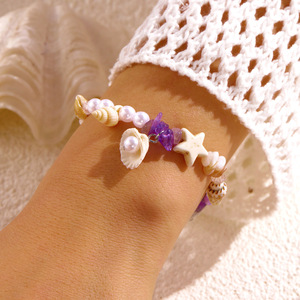 Pulsera Bohemia <span class=keywords><strong>de</strong></span> Verano con Estrellas <span class=keywords><strong>de</strong></span> Mar y Conchas para Mujer, Pulsera <span class=keywords><strong>de</strong></span> Cuentas <span class=keywords><strong>de</strong></span> Arroz Coloridas, Joyería <span class=keywords><strong>de</strong></span> Amistad, Regalos - Product Image 3