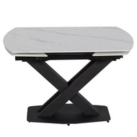Table de Salle à Manger Extensible Luxe Marbre Rond à Ovale en Céramique, Table à Manger Ovale Marbre 8 Places