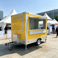 Remorque alimentaire mobile de type boîte carrée pour cuisine, avec garde-boue en tôle diamantée et roue de jockey, pour attelage par une seule personne