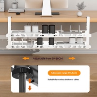 Support de rangement sous table, pour bureau d'ordinateur, avec fente pour câbles de données et boîte de rangement, support de câbles en acier au carbone