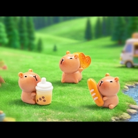 Cabujones de resina pintados realistas con forma de animal (Capibara) y diseño de postre 3D para Navidad y Pascua