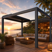 Pergola rétractable entièrement automatique en aluminium, toit à lames orientables imperméable, ombrage électrique pliable pour jardin et terrasse