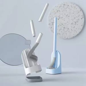 Brosse de toilette en silicone à long manche avec poils à séchage rapide et support pour un nettoyage sans effort - Product Image 5