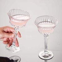 Verre à pied haut de luxe vintage à motif losanges, capacité 210 ml, réutilisable, pour desserts glacés et cocktails