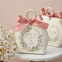Boîte à dragées de mariage de luxe personnalisée avec ruban, boîte cadeau personnalisée pour les invités de mariage