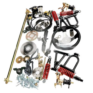 Piezas de vehículo eléctrico de cuatro ruedas HANBON caseras DIY, Kit de dirección de suspensión trasera delantera de <span class=keywords><strong>Kart</strong></span> modificado, acero de freno de uno a tres - Product Image 1