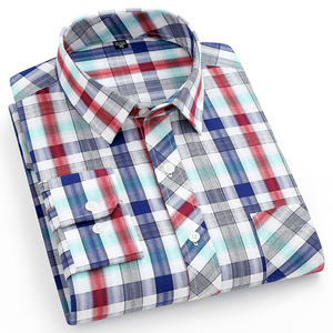 New Fashion 100% Cotton Quilted <strong>Plaid</strong> Mens Clothing Long Sleeve Casual <strong>Flannel</strong> Shirts - Product Image 4